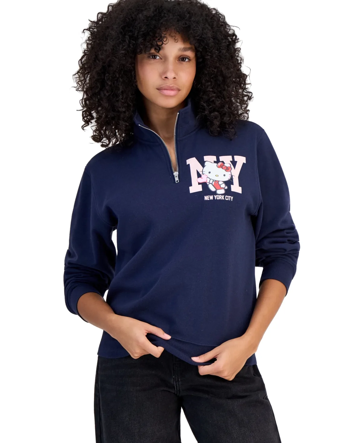 Hello Kitty Quarter-Zip Mock Neck Long-Sleeve Sweatshirt by Grayson Threads the Label