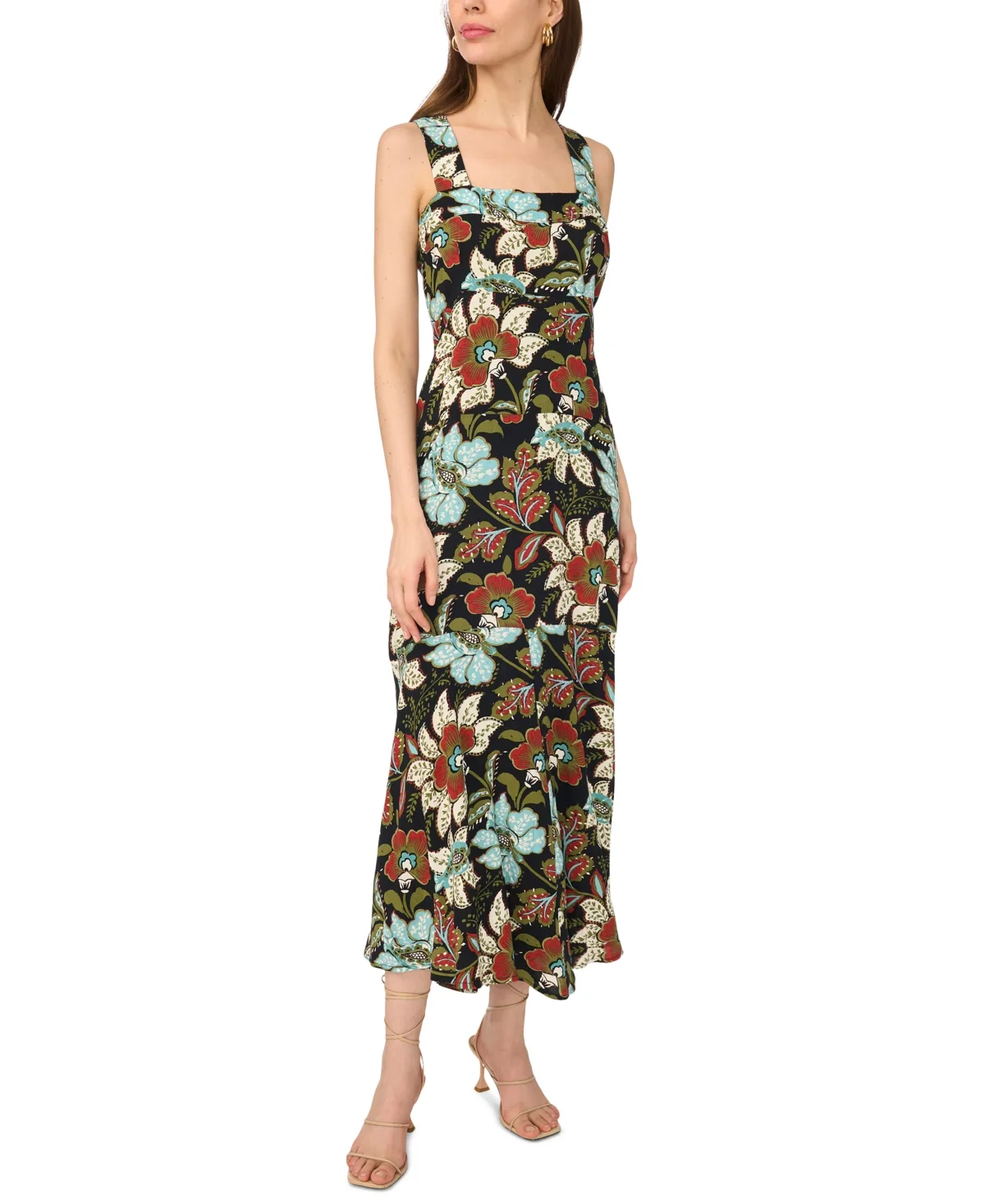 Floral-Print Smocked-Back Maxi Dress by Msk