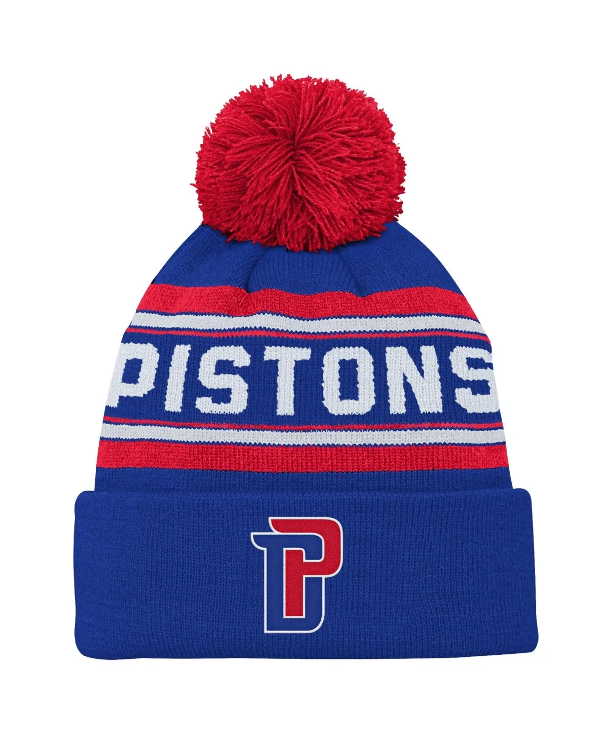 Backboard Jacquard Cuffed Knit with Pom Detroit Pistons Hat by Outerstuff