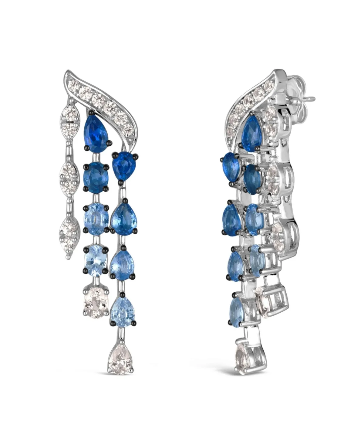 Sapphire (2-3/4 ct. t.w.) and White Sapphire (1-1/4 ct. t.w.) Drop Earrings in 14k White Gold by Le Vian