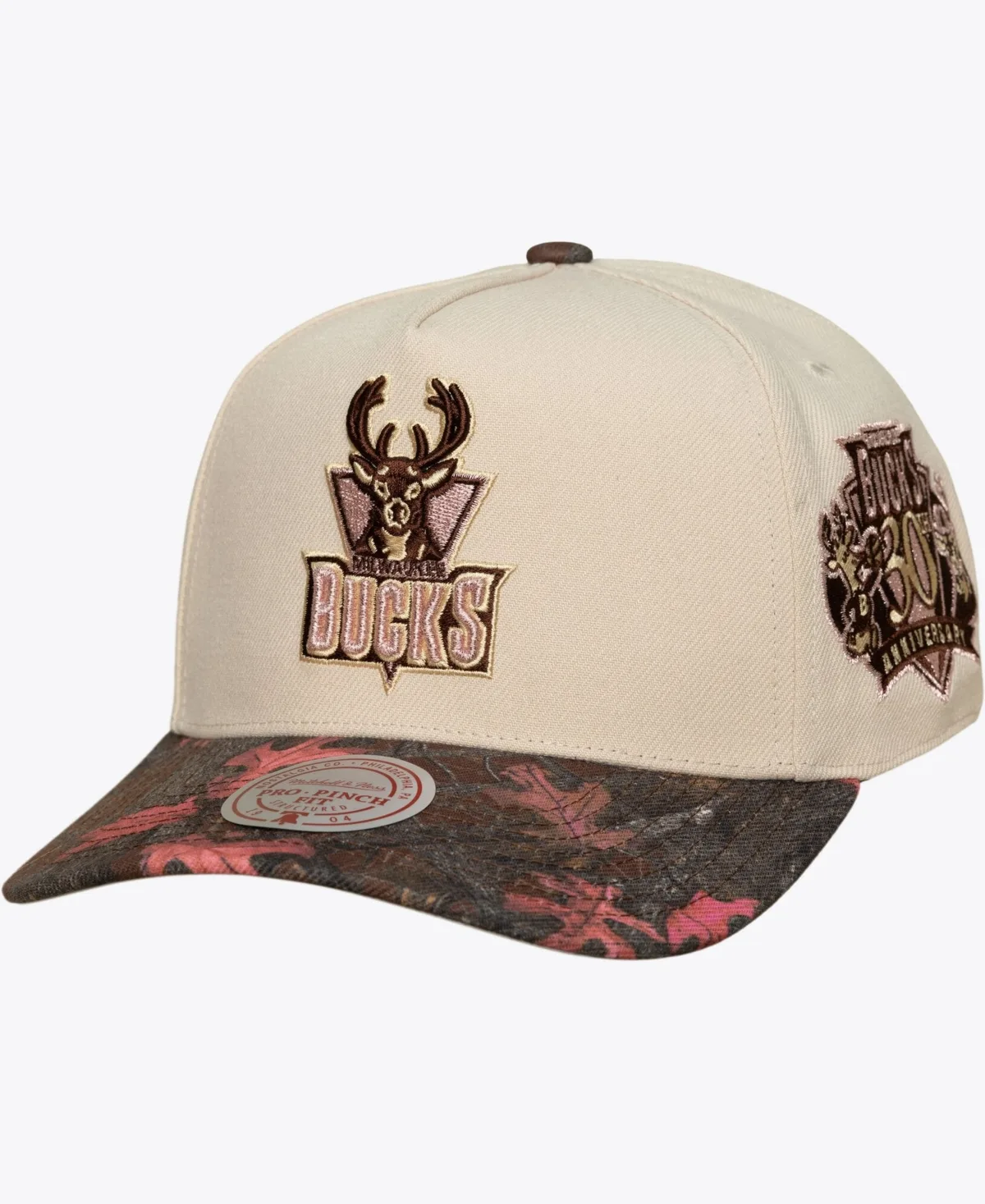 Milwaukee Bucks Hardwood Classics Fall Pink Pro Snapback Hat by Mitchell & Ness