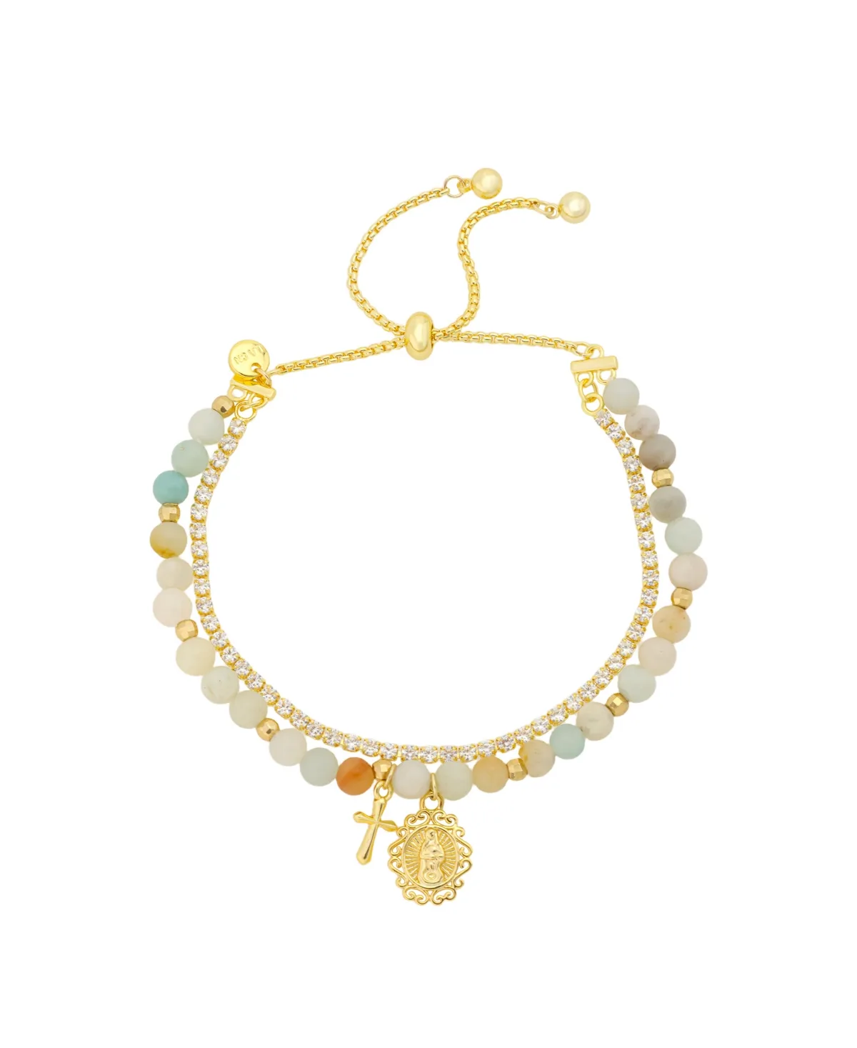 Gold-Tone Cubic Zirconia Tennis Beaded Bracelet by Unwritten