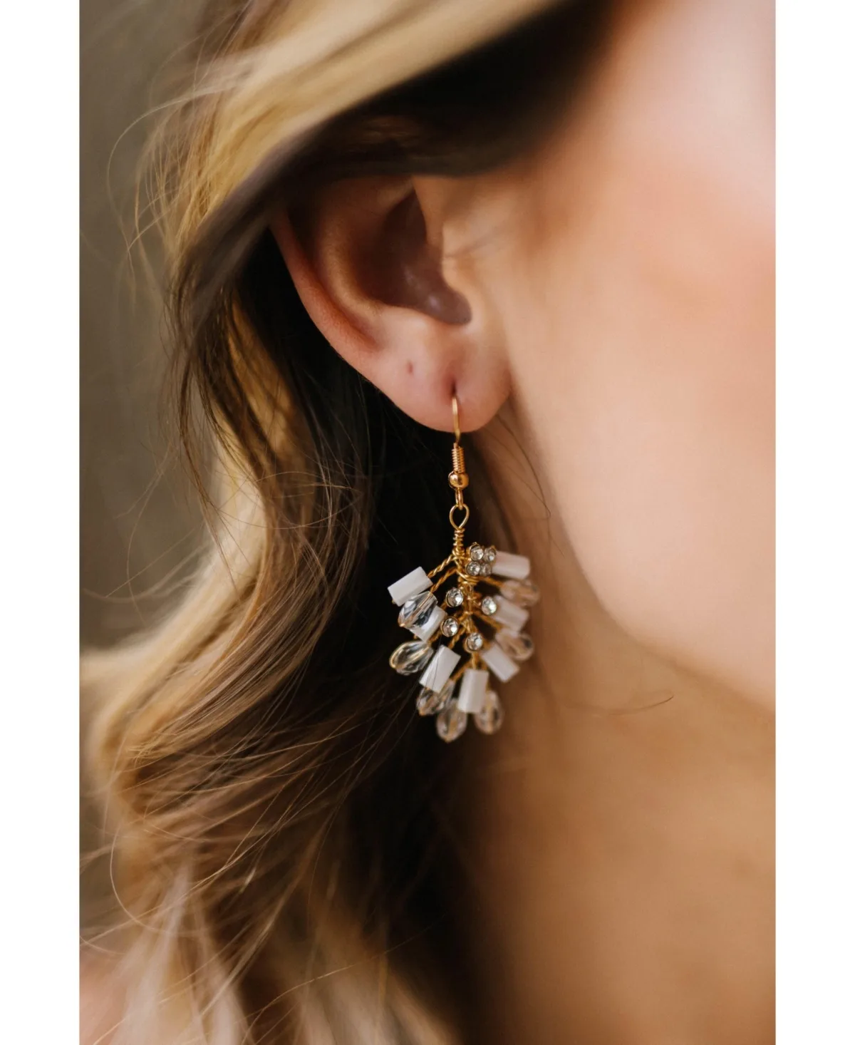 Leighton Bridal Crystal Fish Hook Drop Earrings by Poppy Lane