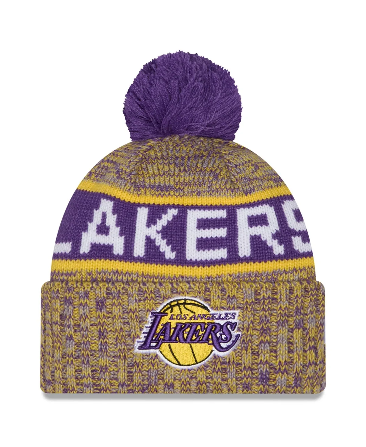 Los Angeles Lakers Tri-Color Cuffed Knit Hat by New Era