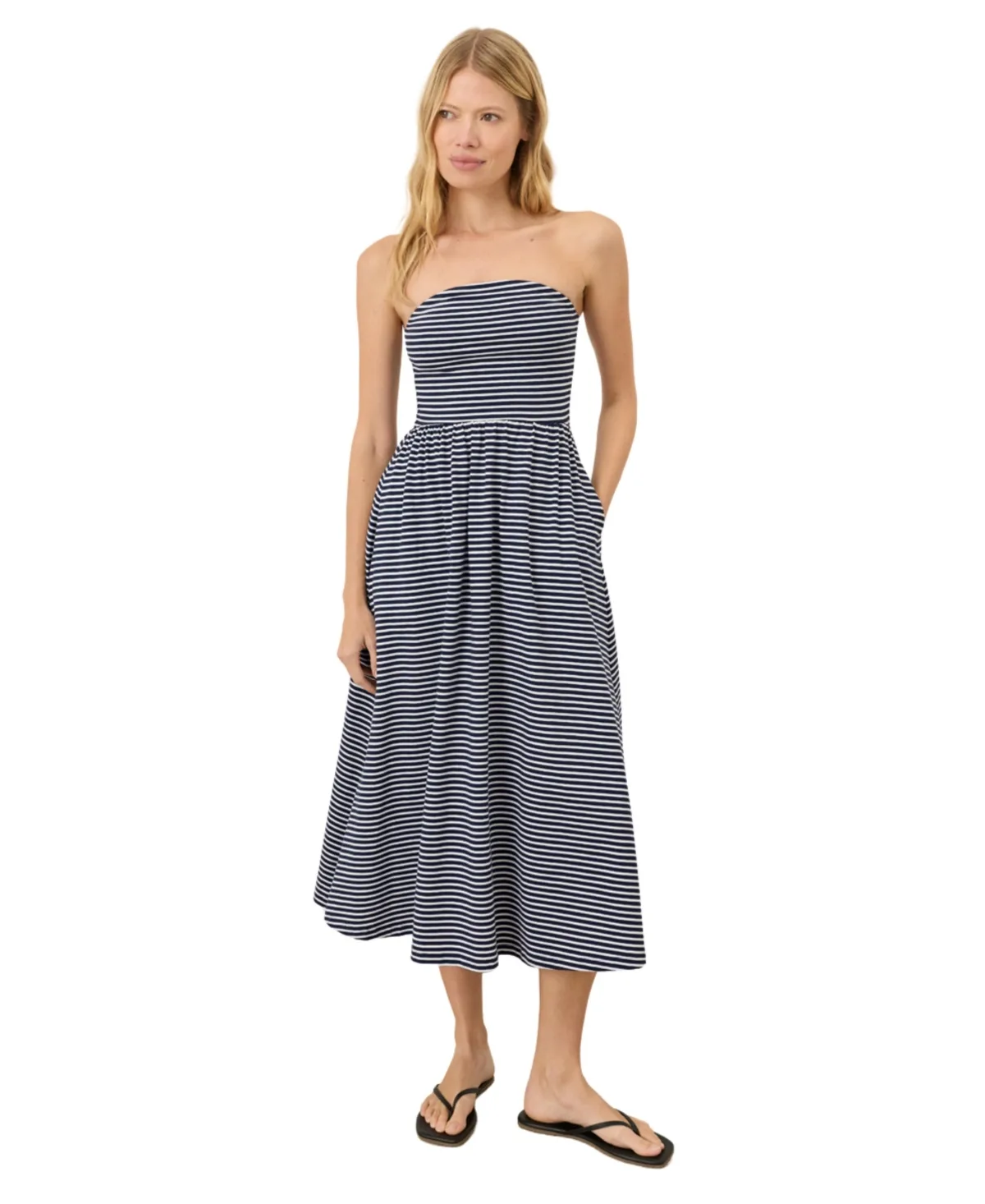 Fit and Flare Strapless Dress Made with Organic Cotton by Pact
