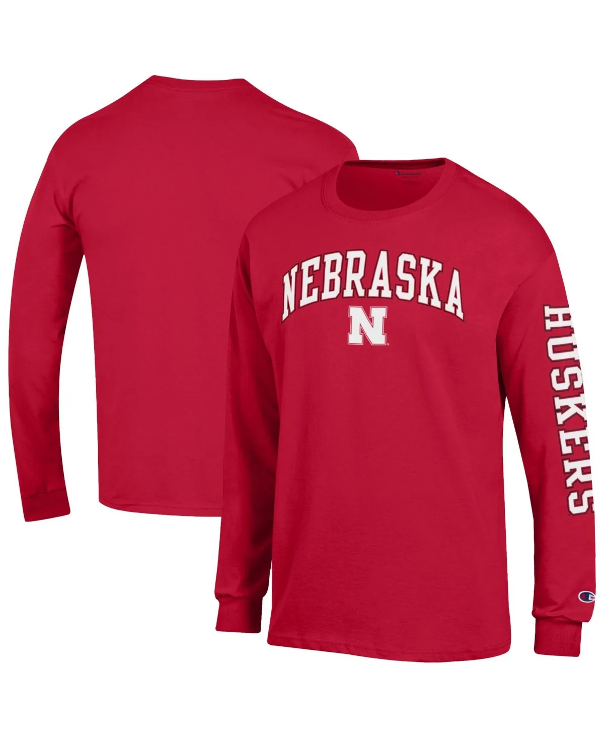 Nebraska Huskers Arch Over Logo 2-Hit Long Sleeves T-Shirt by Champion