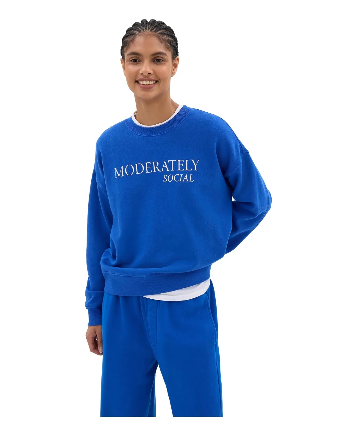 Moderately Social Graphic Long-Sleeve Crewneck Sweatshirt by Hush