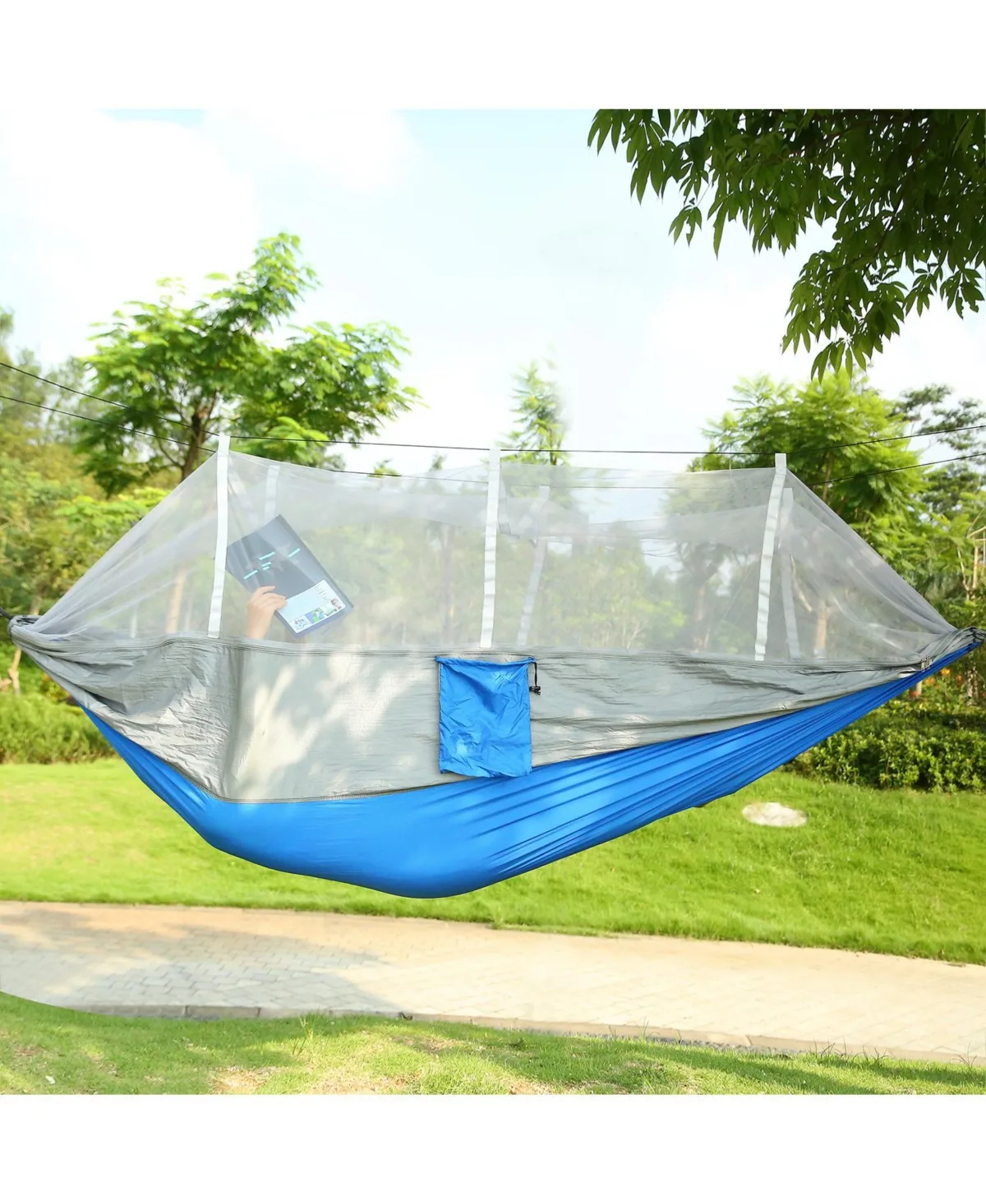 Camping Hammock, Portable Double Hammock with Net, 600lbs Load 2 Persons Hammock with Mosquito Net Outdoor Hiking Camping Hammock by Sevorley