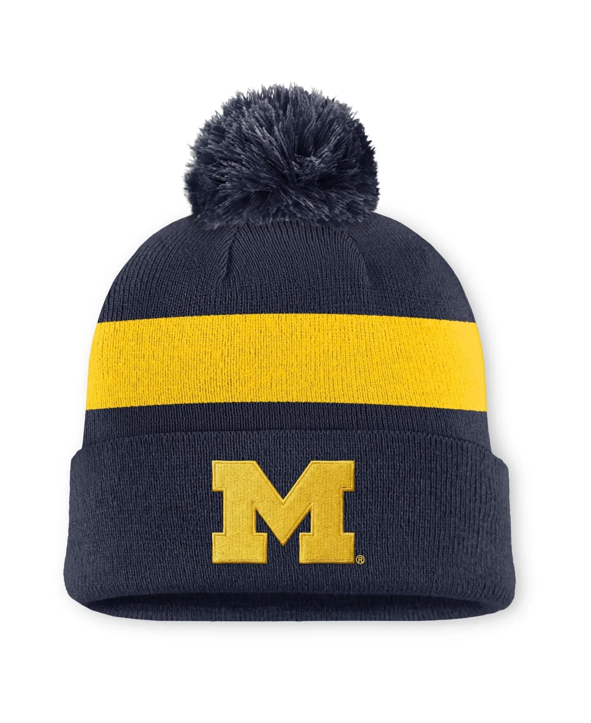 Michigan Wolverines Primetime Stripe Cuffed Knit with Pom Hat by Jordan