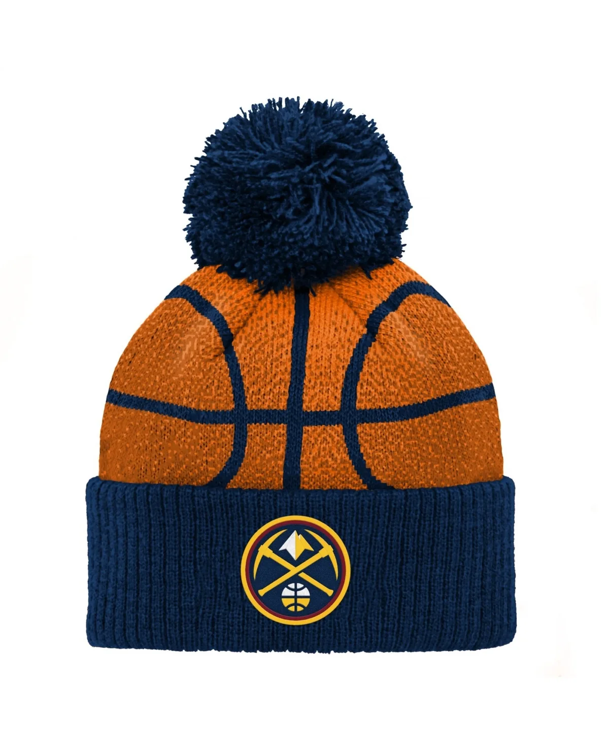 Denver Nuggets Basketball Head Cuffed Knit with Pom Hat by Outerstuff