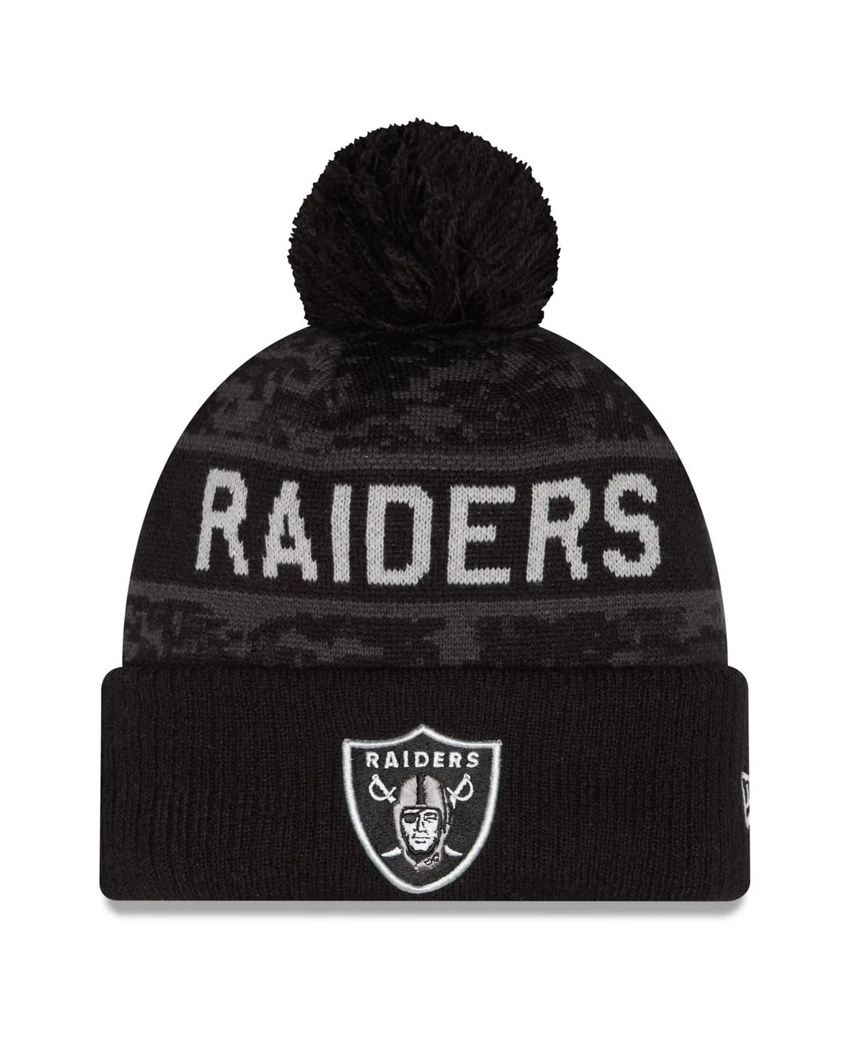 Las Vegas Raiders 2026 Salute to Service Cuffed Knit with Pom Hat by New Era