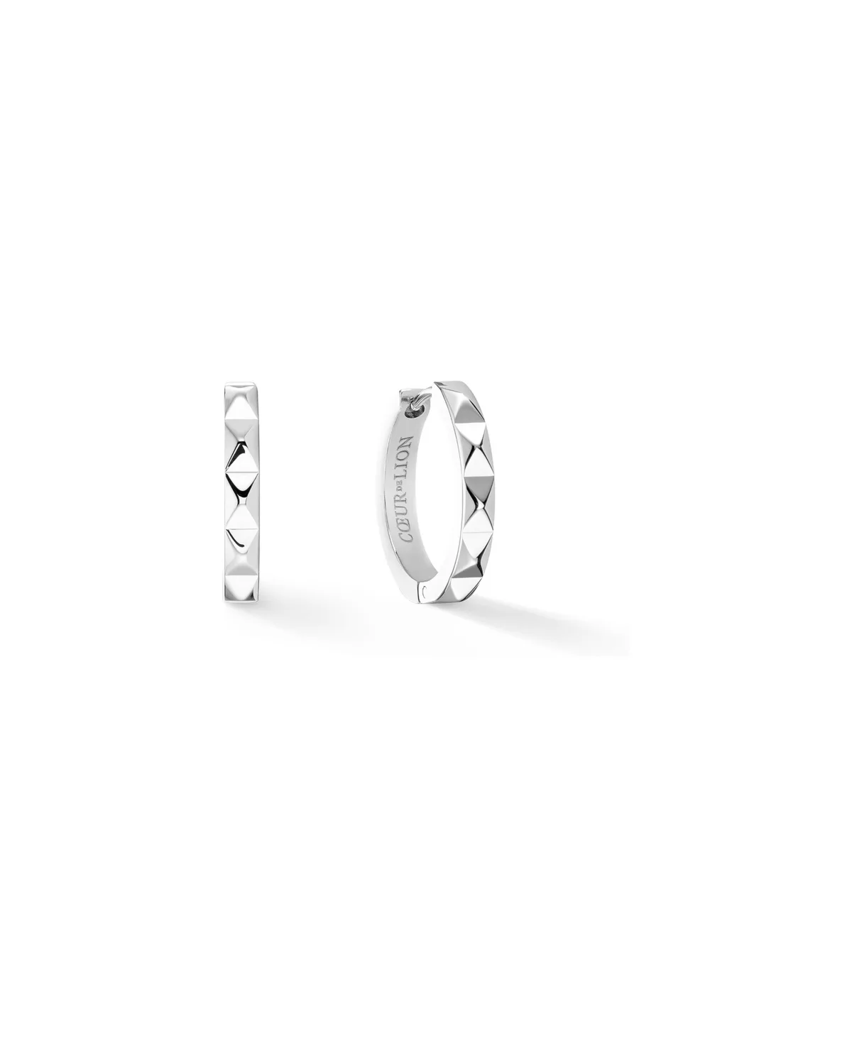 Silver-Tone Stainless Steel Small Spikes Hoop Earrings by Coeur De Lion