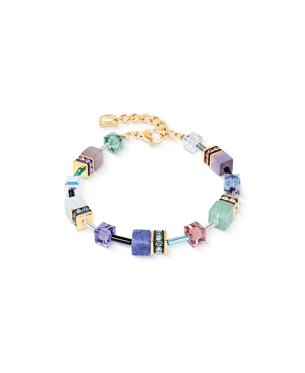 Multi-Stone GeoCUBE Iconic Precious Pastel Garden Adjustable Bracelet by Coeur De Lion