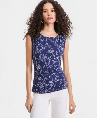 Sleeveless Printed Mesh Top by INC International Concepts