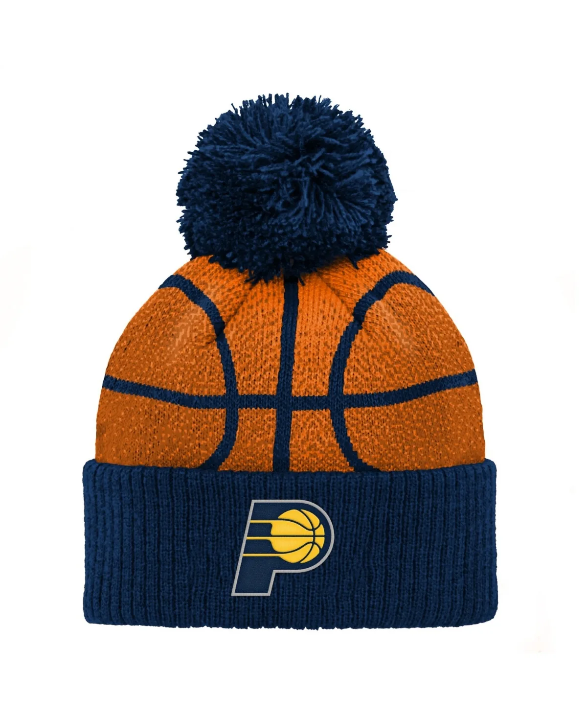 Indiana Pacers Basketball Head Cuffed Knit with Pom Hat by Outerstuff