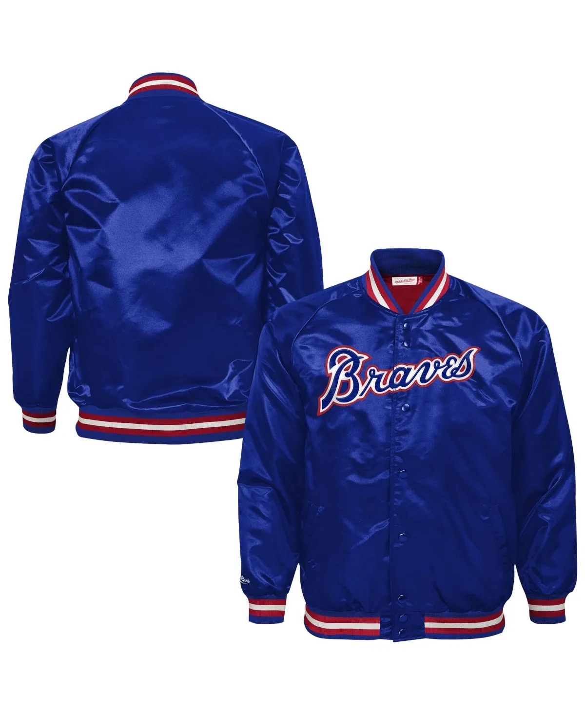 Atlanta Braves Cooperstown Collection Raglan Satin Full-Snap Jacket by Mitchell & Ness