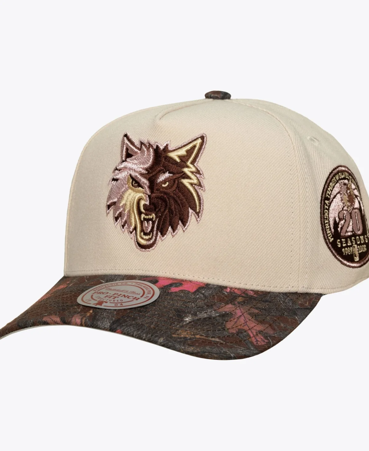 Minnesota Timberwolves Hardwood Classics Fall Pink Pro Snapback Hat by Mitchell & Ness