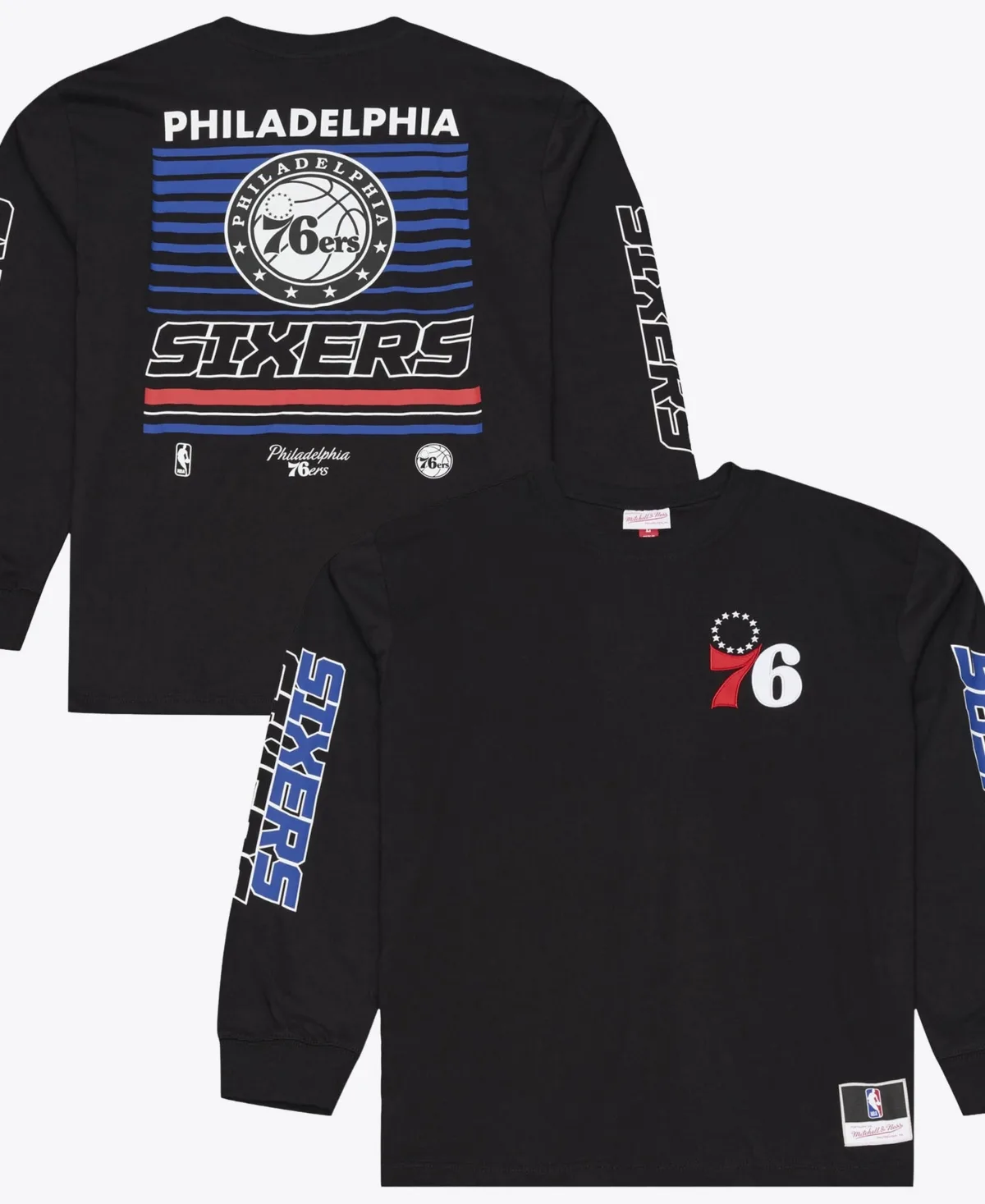Philadelphia 76ers Triple Check Long-Sleeve T-Shirt by Mitchell & Ness
