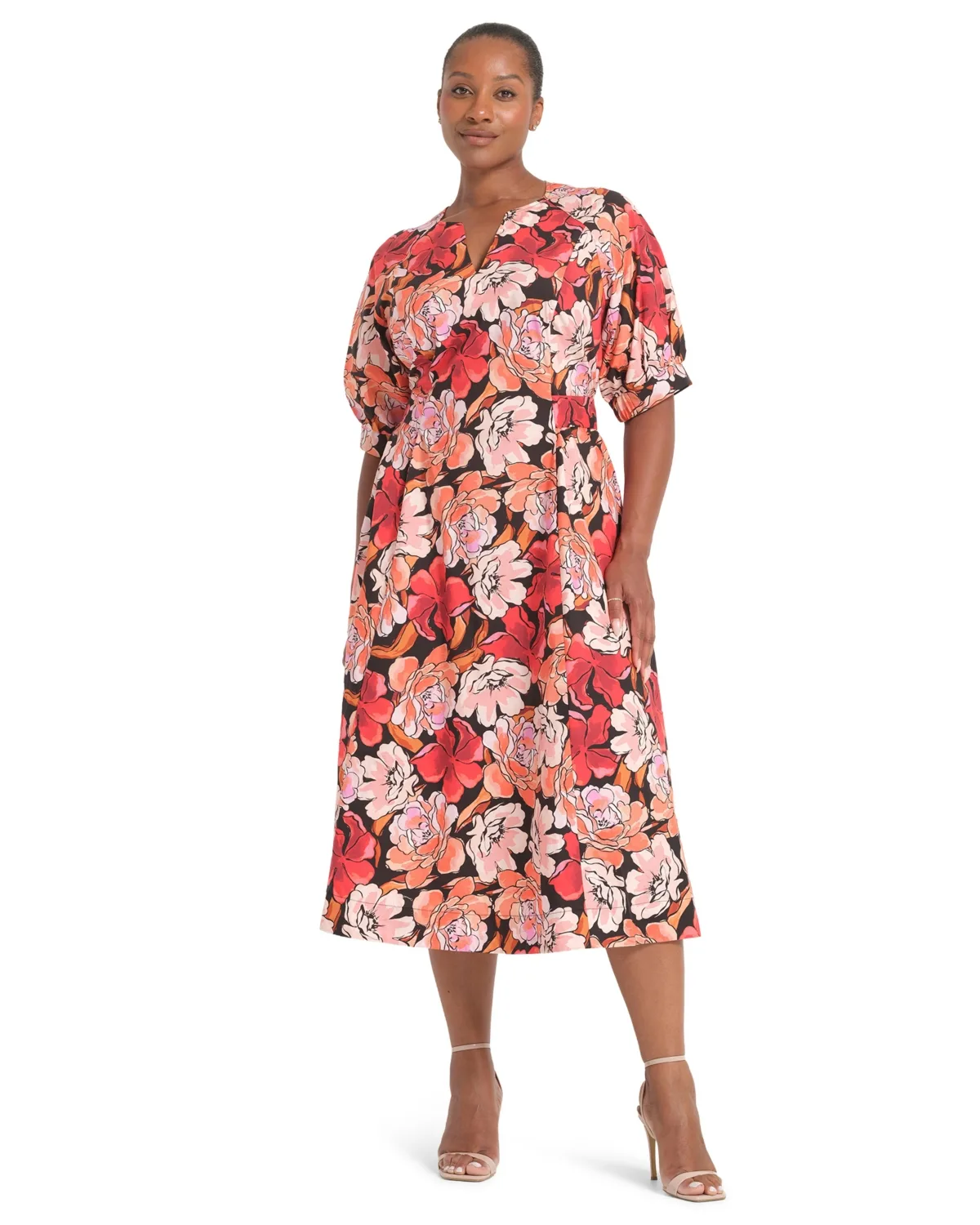 Colette Floral Cotton Fit Flare Midi Dress by Estelle