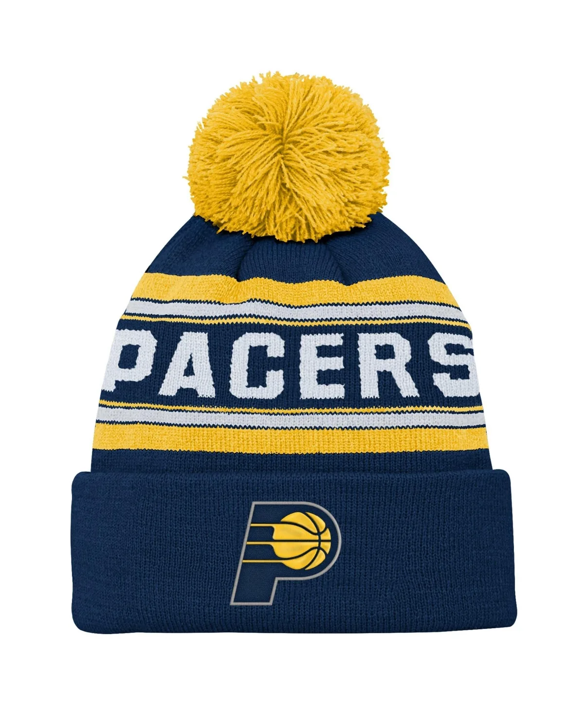 Backboard Jacquard Cuffed Knit with Pom Indiana Pacers Hat by Outerstuff