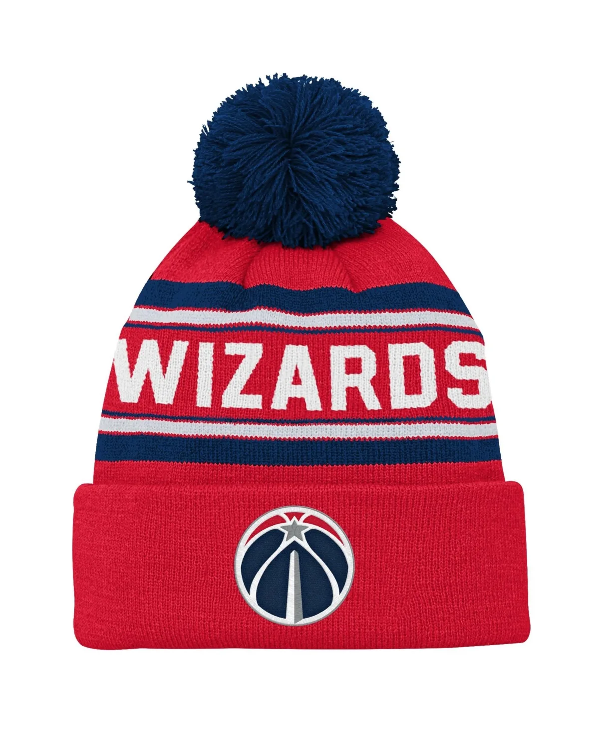 Backboard Jacquard Cuffed Knit with Pom Washington Wizards Hat by Outerstuff
