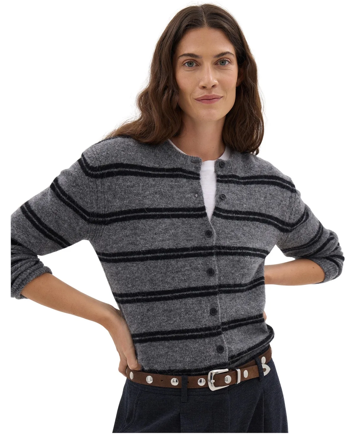 Avi Stripe Long-Sleeve Cardigan by Hush