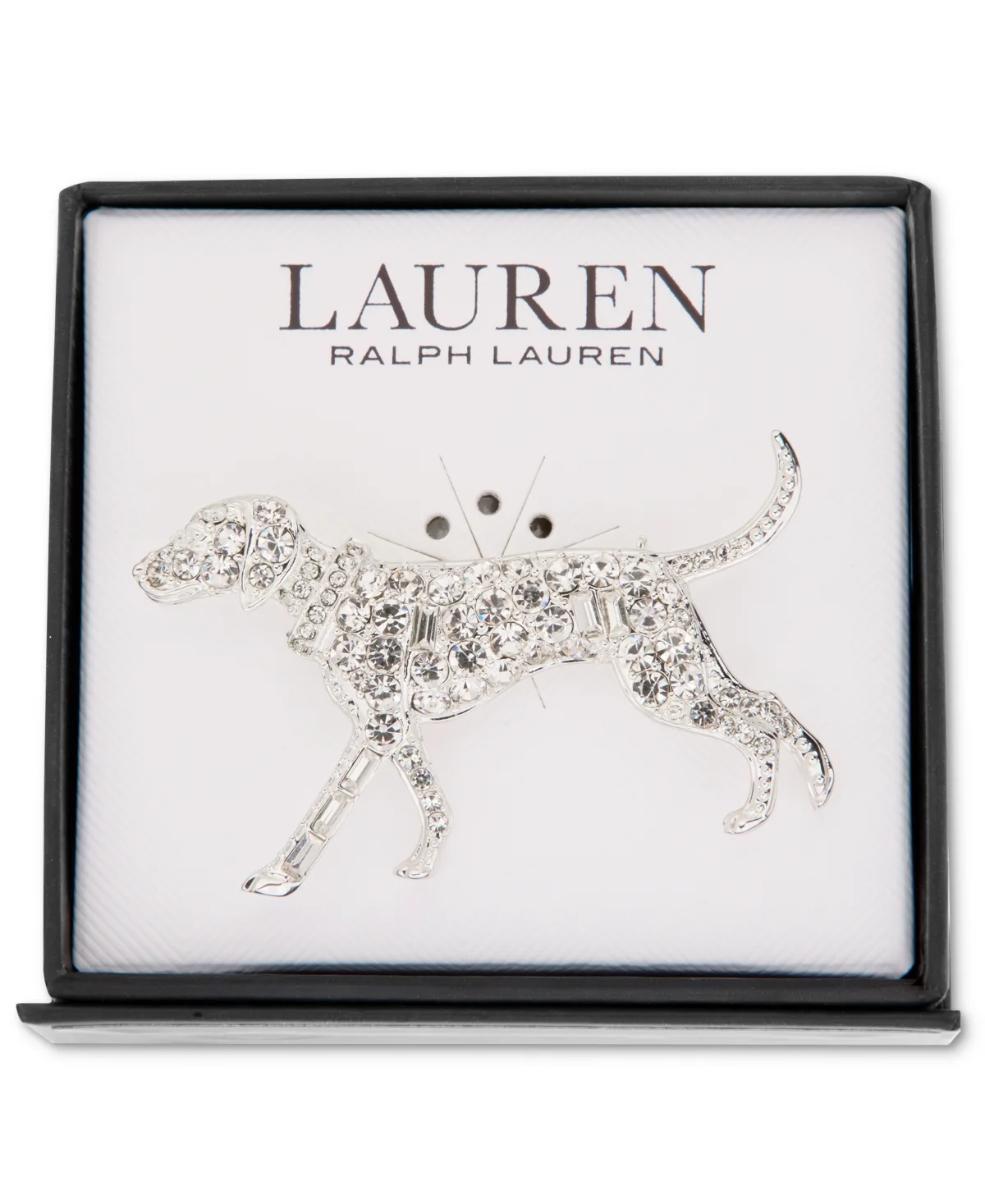Lauren Ralph Lauren Silver Tone Boxed Pave Dog Pin by Ralph Lauren