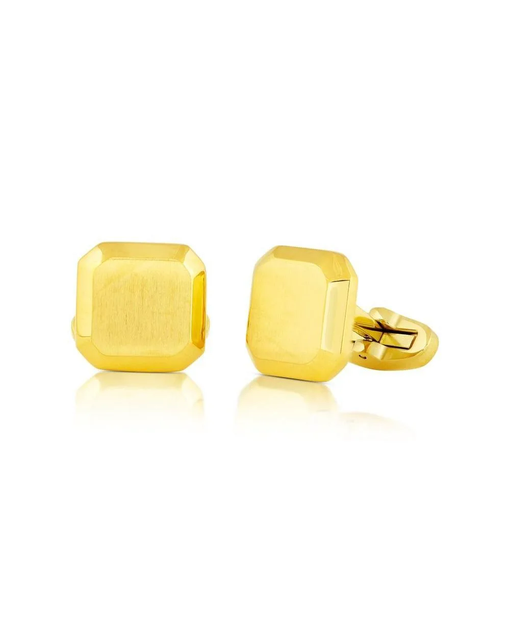 Brushed and Polished Gold-Tone Square Cufflinks by Metallo
