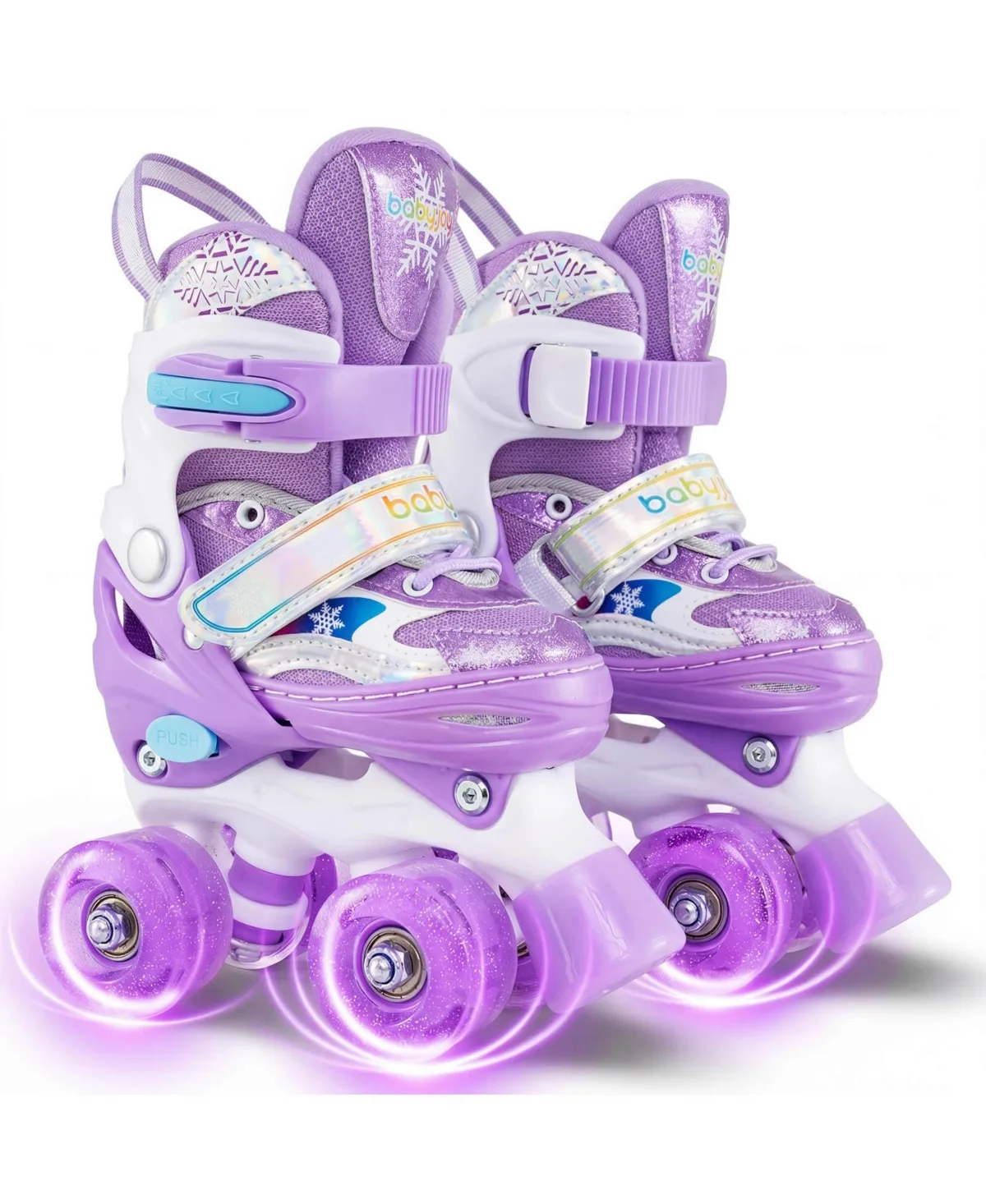 Roller Skates 4 Sizes Adjustable Quad Skates with Light-Up Wheels by Costway