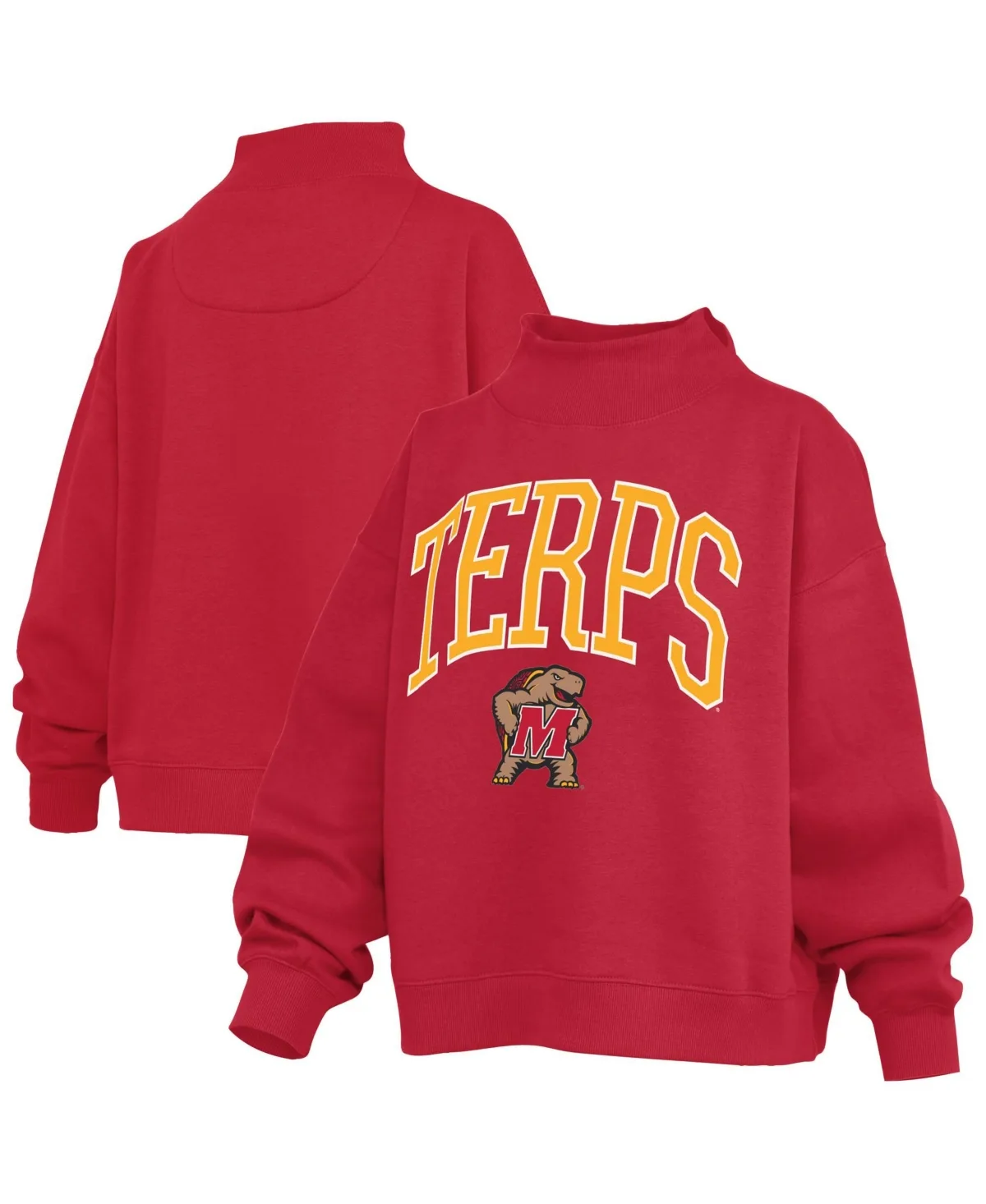 Maryland Terrapins Oversized Slogan Fleece Mock Neck Sweatshirt by Pressbox