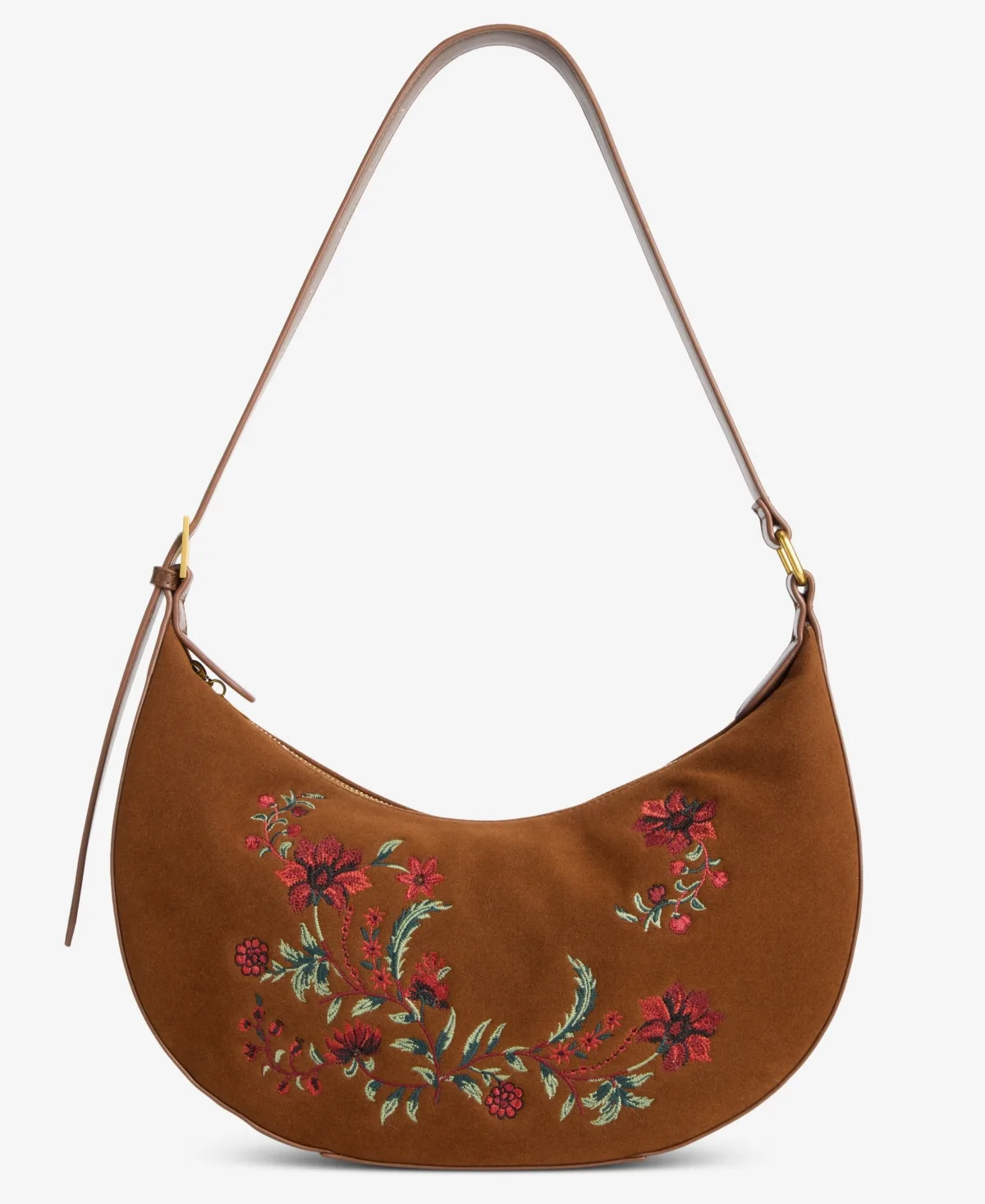 Floral Embroidered Crescent Adjustable Hobo by Style & Co