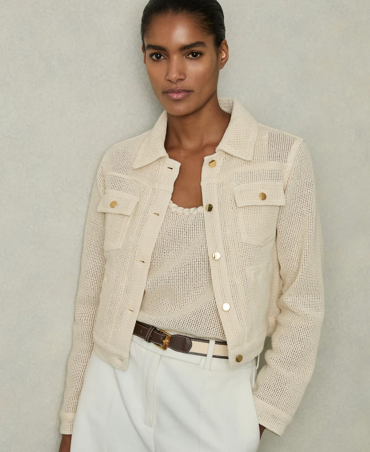 Renzo Textured Trucker Jacket by Reiss