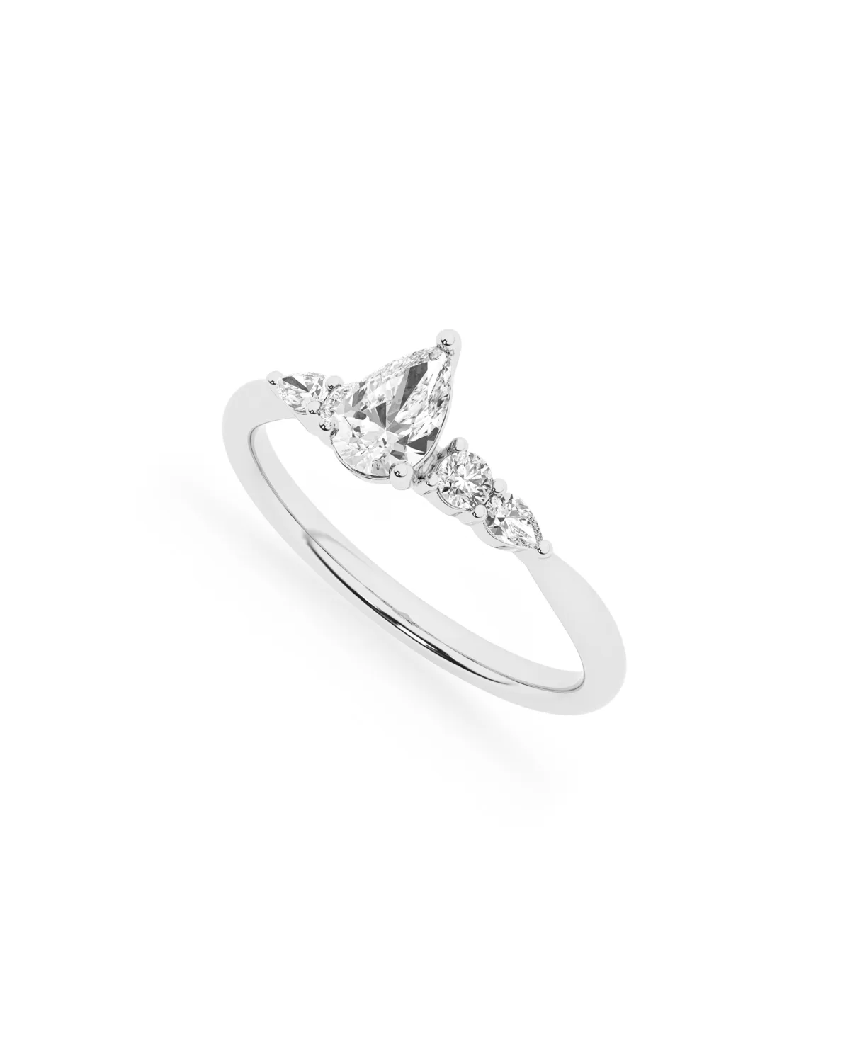 Lab-Grown Center Pear Diamond Ring (3/4 ct. t.w.) in 14k White Gold by Macy's