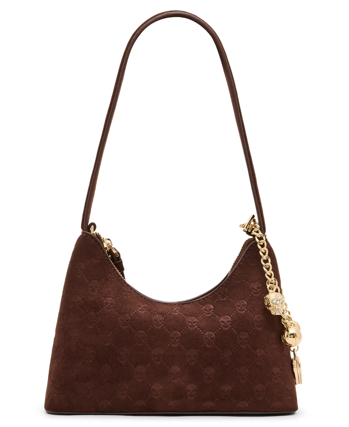 Headliner Faux Suede Debossed Skulls Shoulder Bag by Betsey Johnson