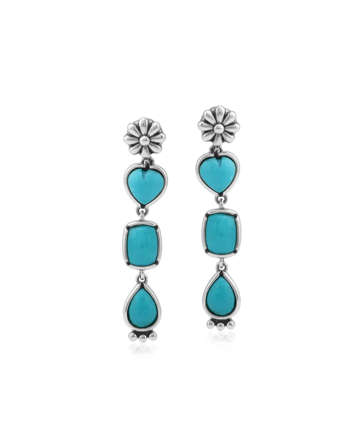 3-Shape Concha Dangle Earrings in Sterling Silver
