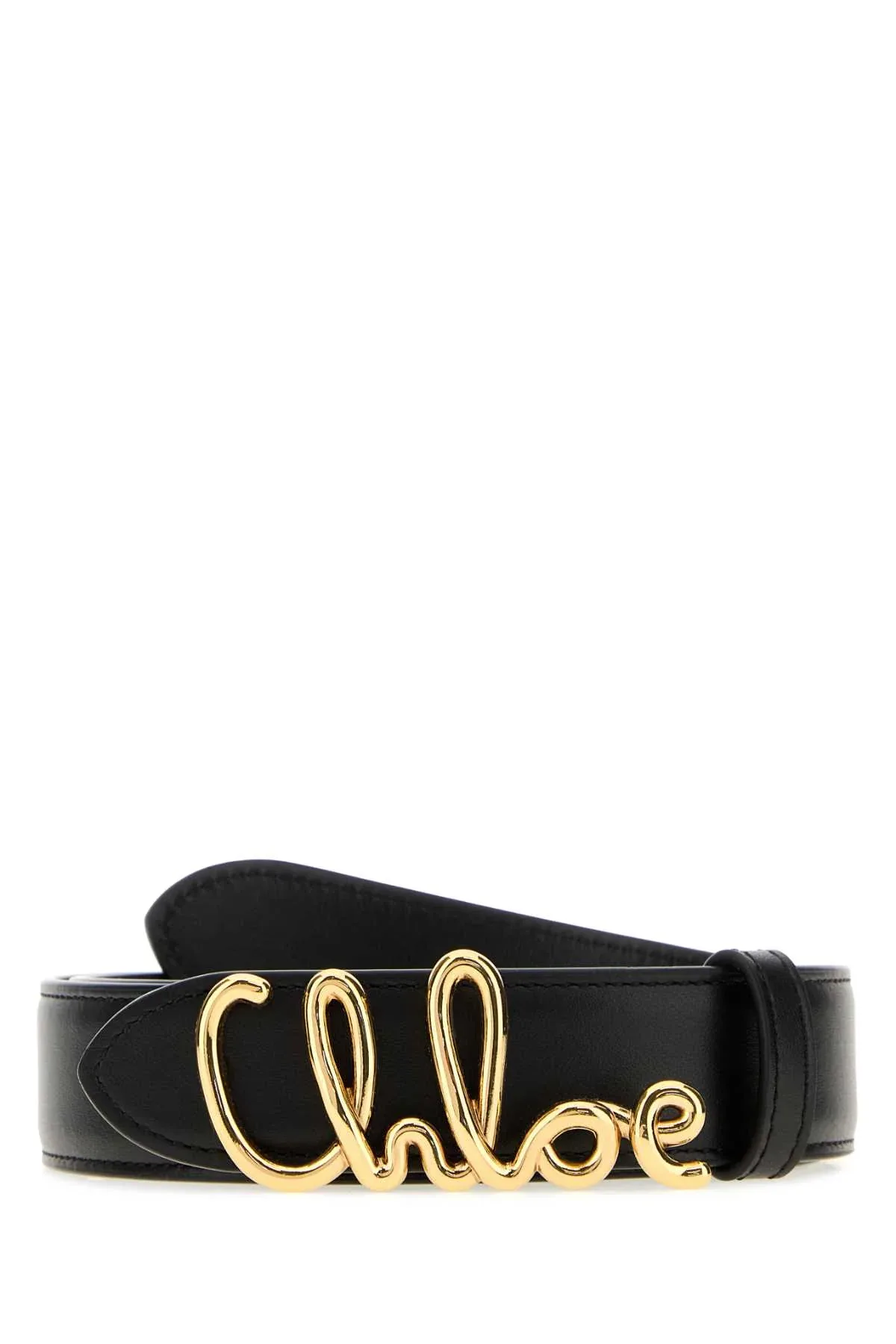 Cursive Logo-Buckle Leather Belt by Chloé