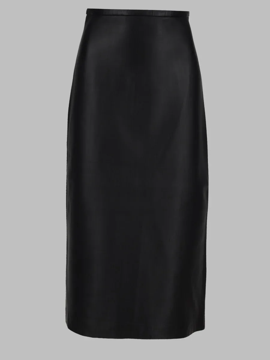Lambskin Leather Midi Skirt by Italist