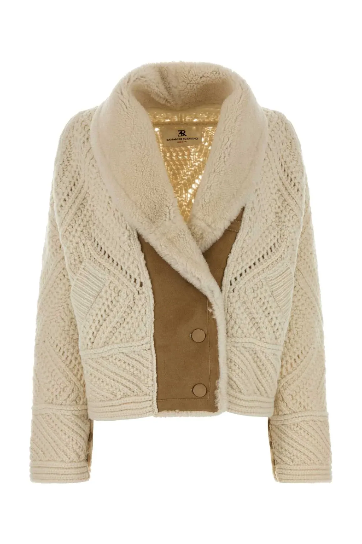 Virgin Wool Cable-Knit Coat by Ermanno Scervino