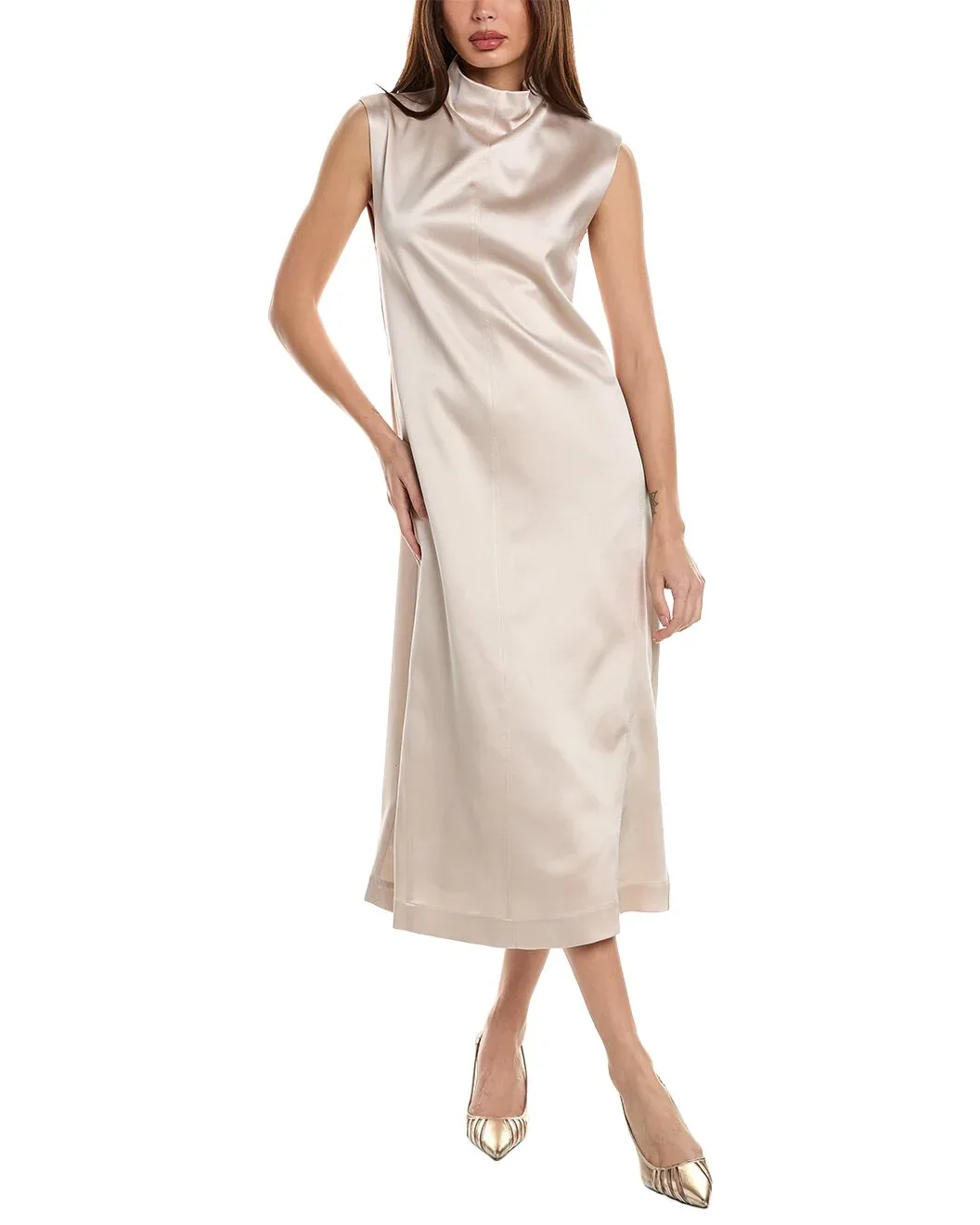Sleeveless High-Neck Midi Dress by BRUNELLO CUCINELLI