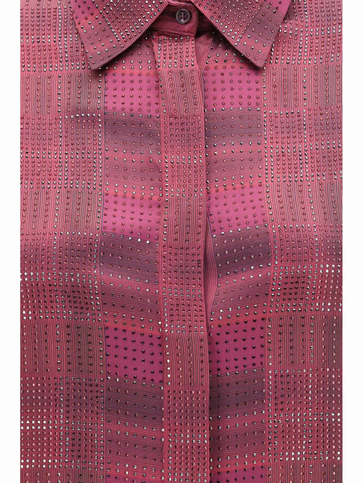 Crystal-Embellished Check Satin Shirt by Ermanno Scervino