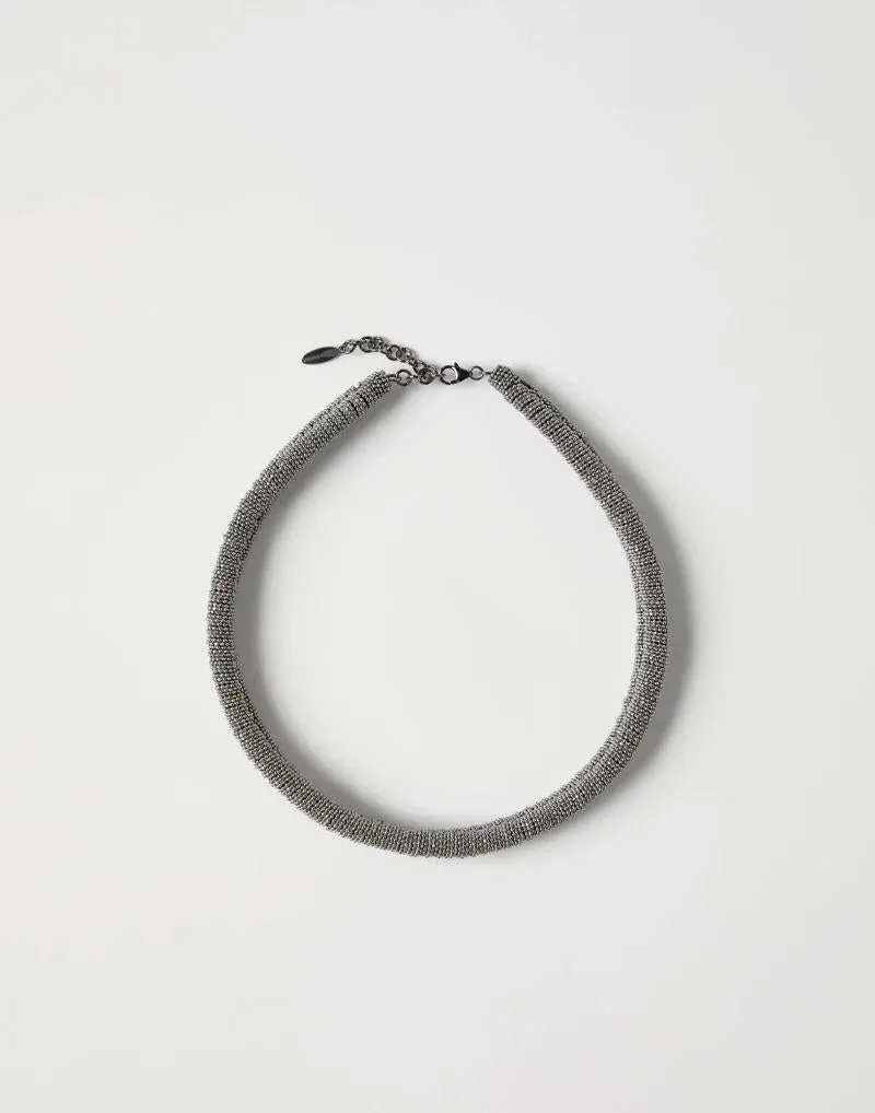 Woven Silver-Tone Choker Necklace by BRUNELLO CUCINELLI