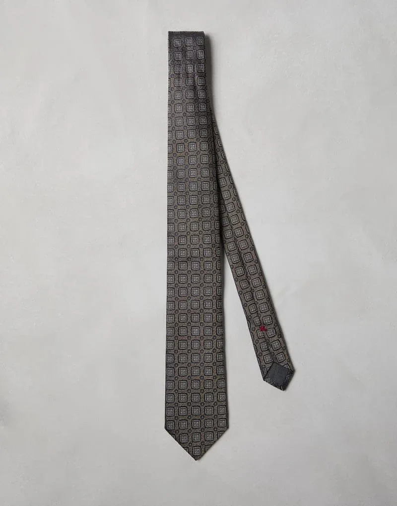 Geometric Silk Necktie by BRUNELLO CUCINELLI
