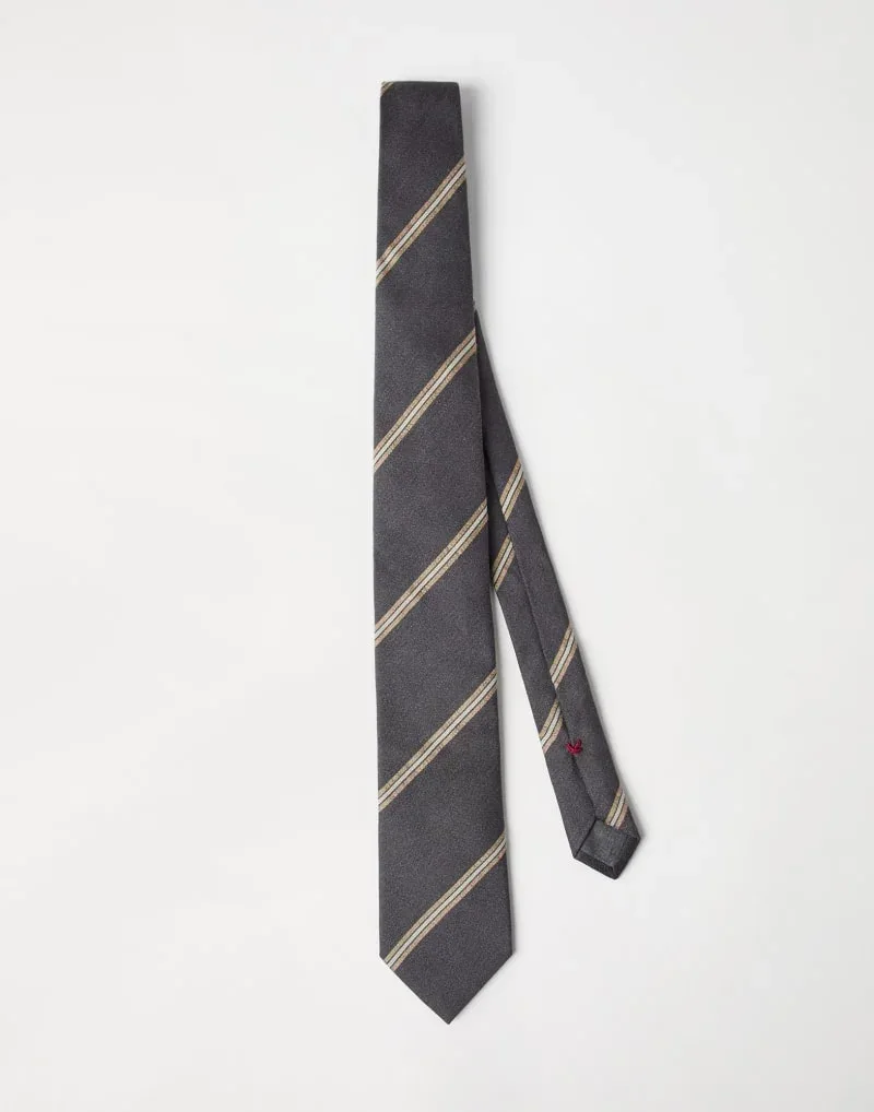 Diagonal Striped Silk Necktie by BRUNELLO CUCINELLI
