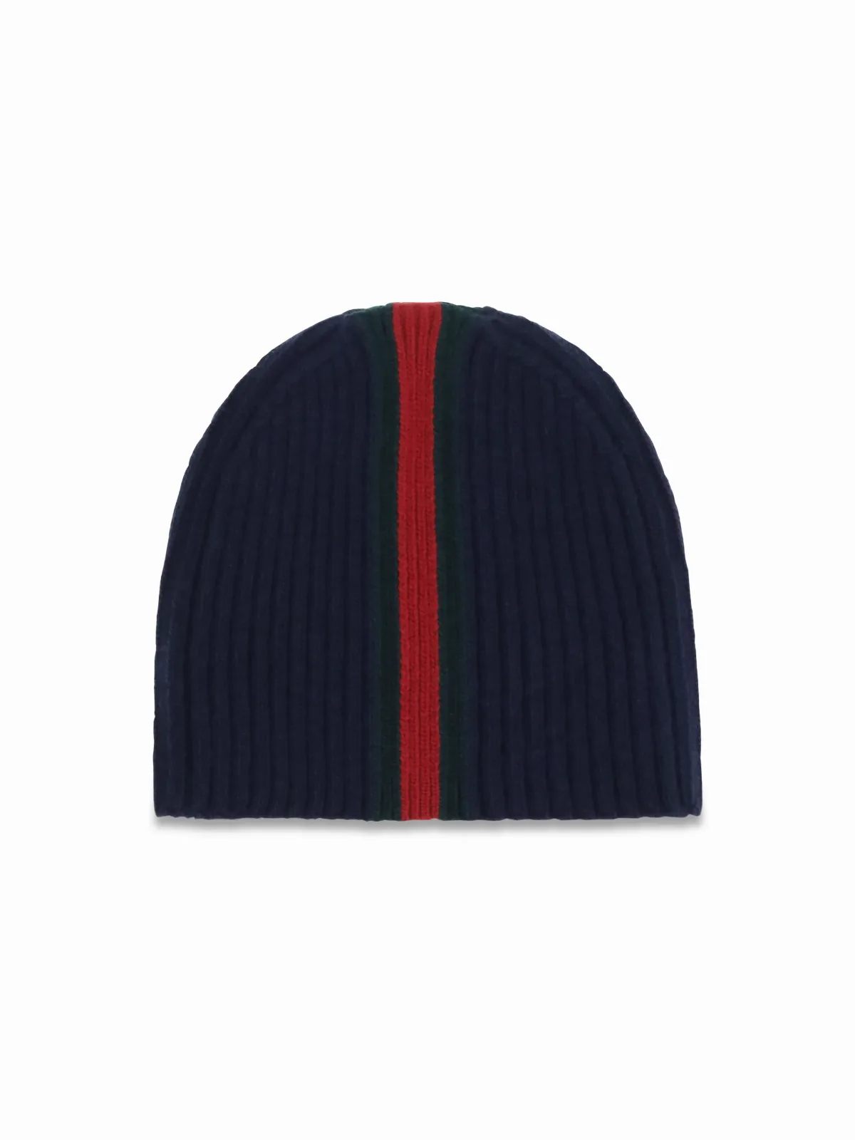 Merino Wool Ribbed with Web Stripe Beanie by Gucci