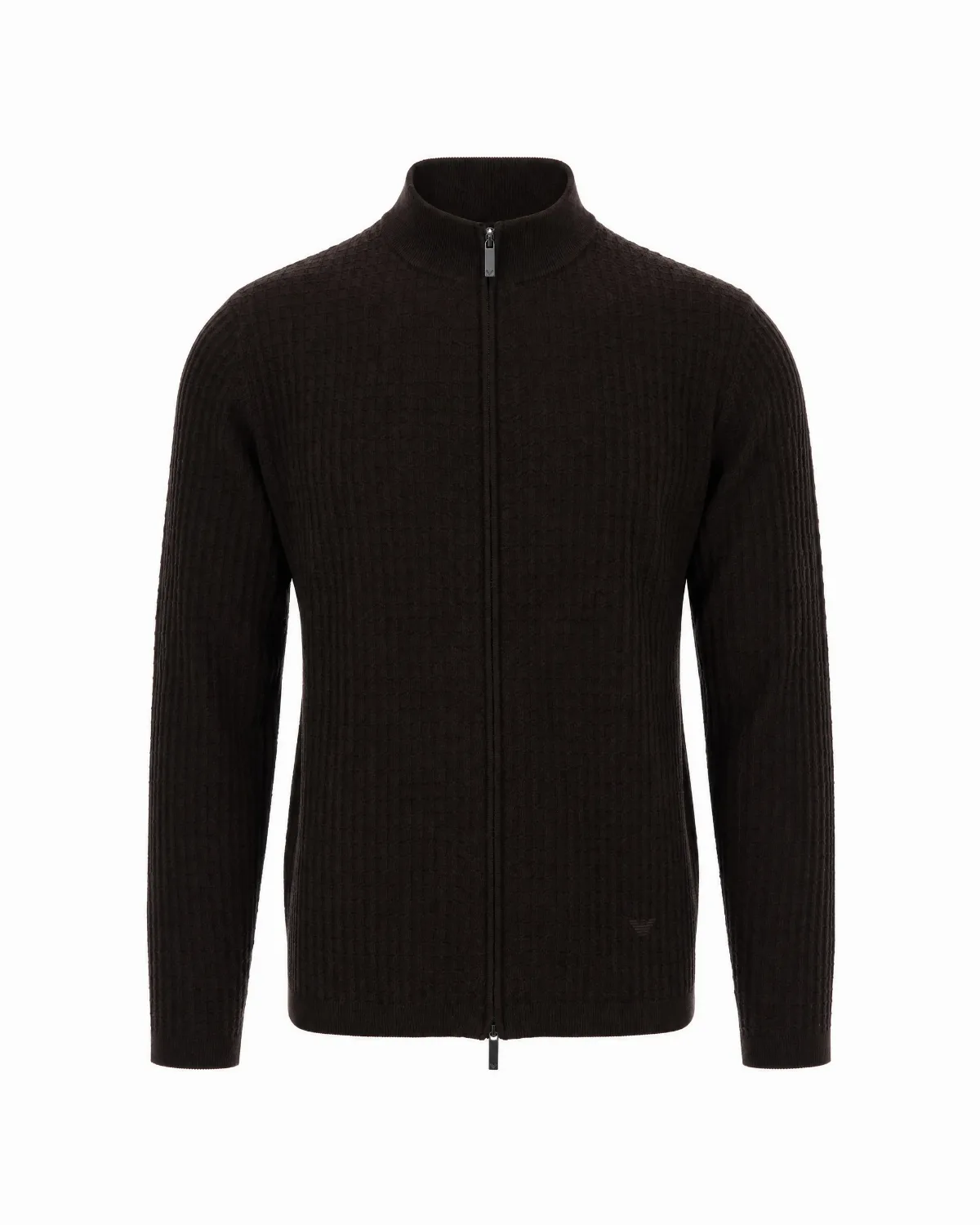 Virgin Wool Ribbed Cardigan by Emporio Armani