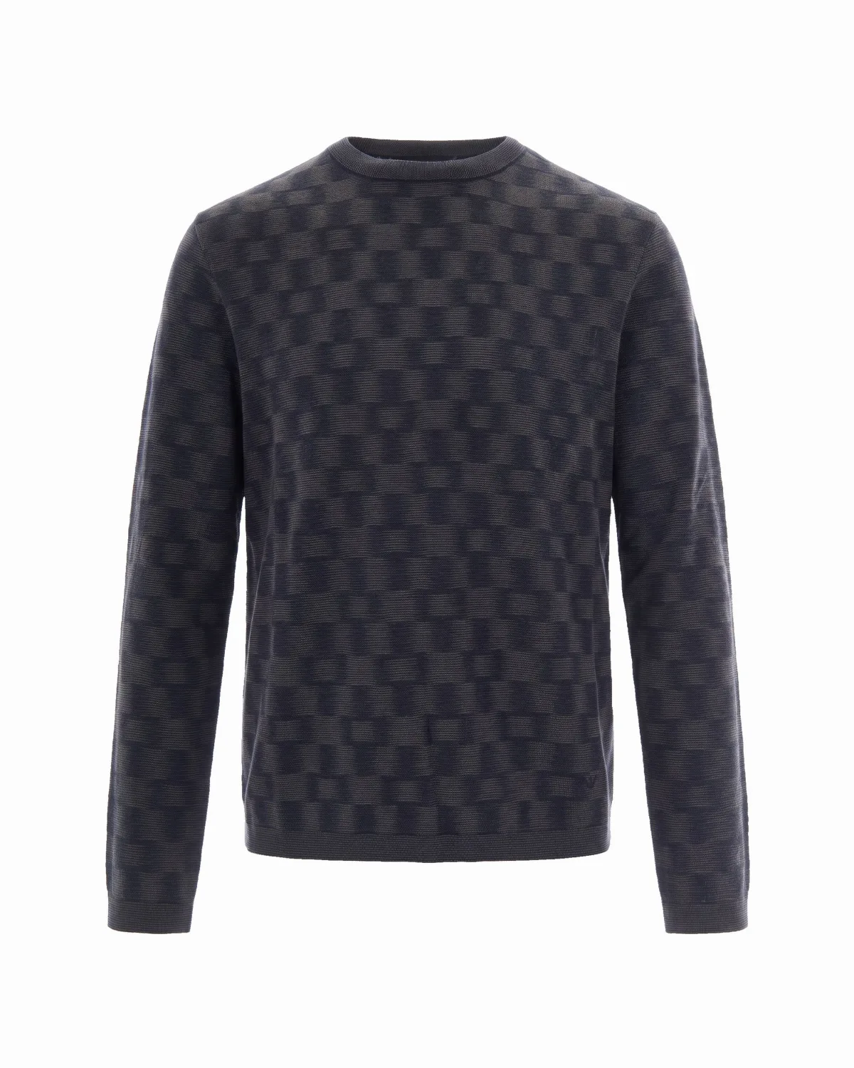 Optical Fancy Stitch Virgin Wool Sweater by Emporio Armani