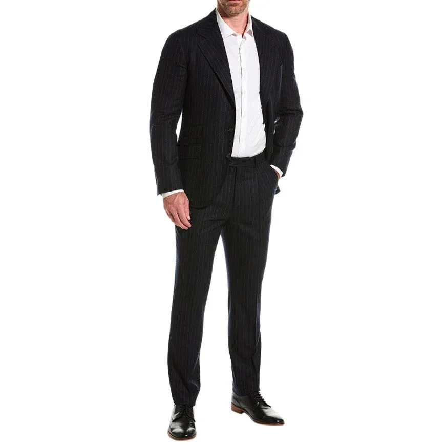 Pinstriped Virgin Wool Pant Suit by BRUNELLO CUCINELLI