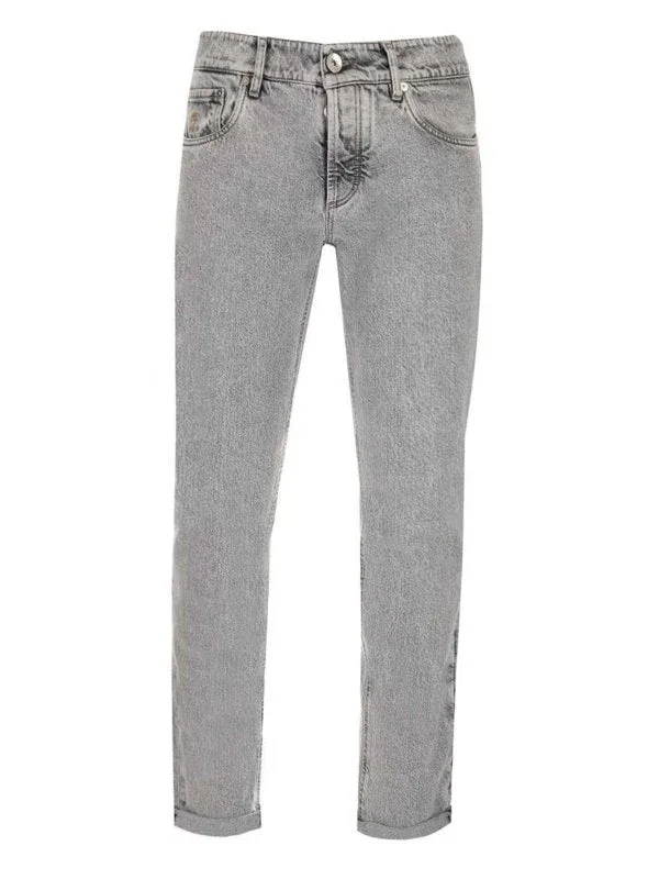 Light Grey Washed Denim Jeans by BRUNELLO CUCINELLI