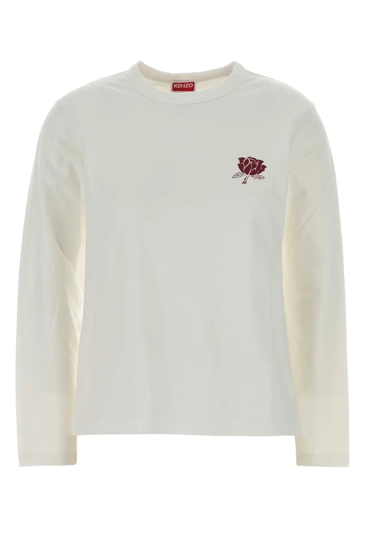 Rose Embroidered Cotton T-Shirt by Kenzo