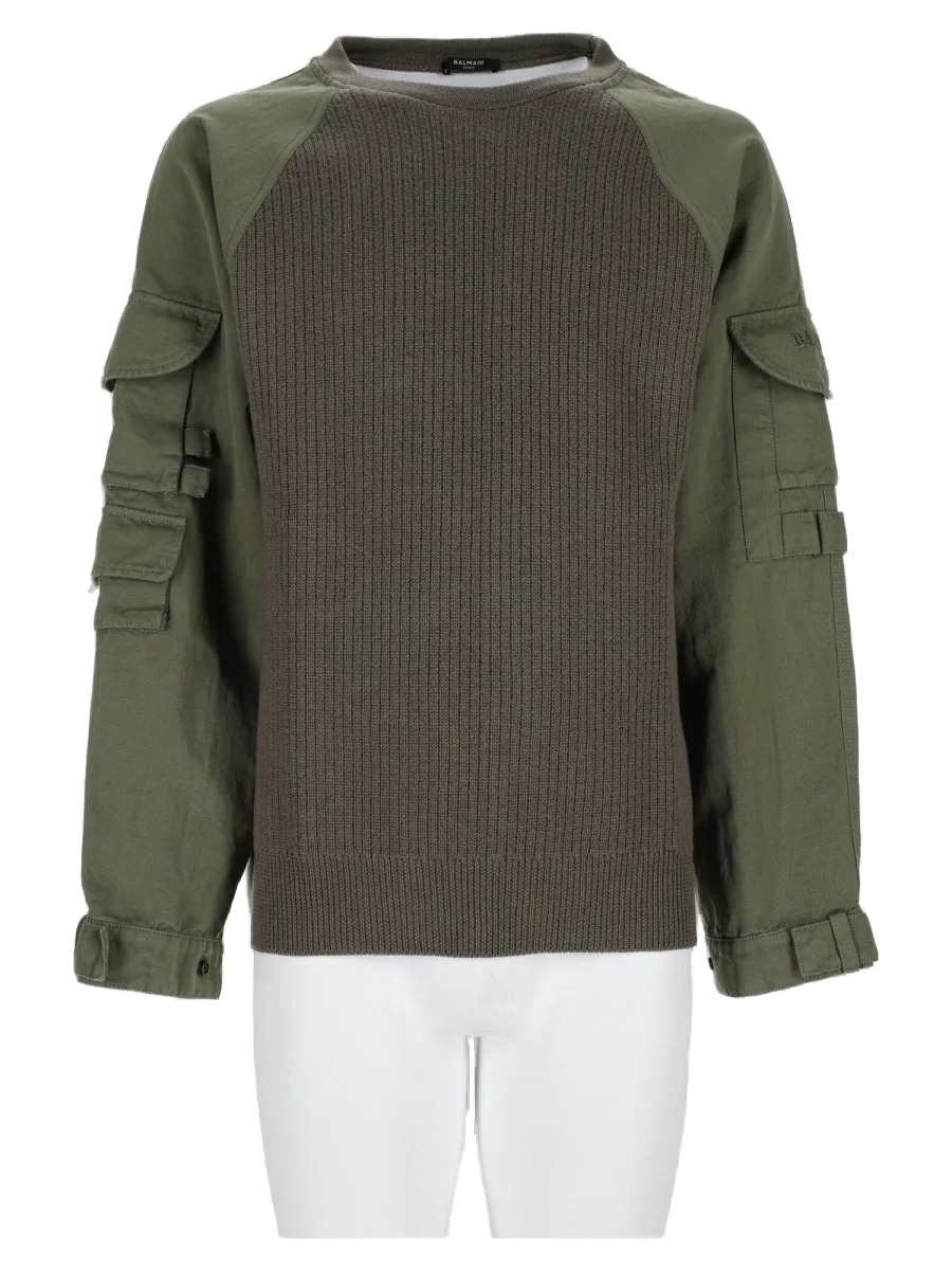 Cargo Wool Sweater by Balmain